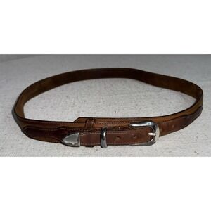 Orvis Brown Leather Metal Buckle Mens Belt Sz 38 Made in the USA